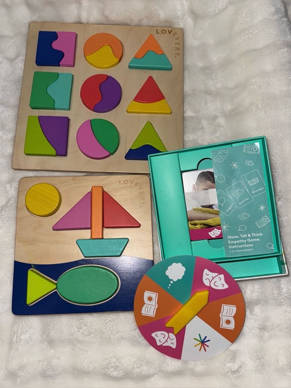 LOVEvery Colorful Wooden Shape Puzzles and Empathy Game Set - Multi